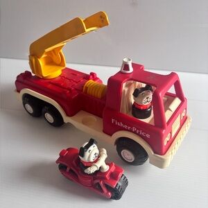 Vintage Fisher Price Little People Fire Truck with Figures